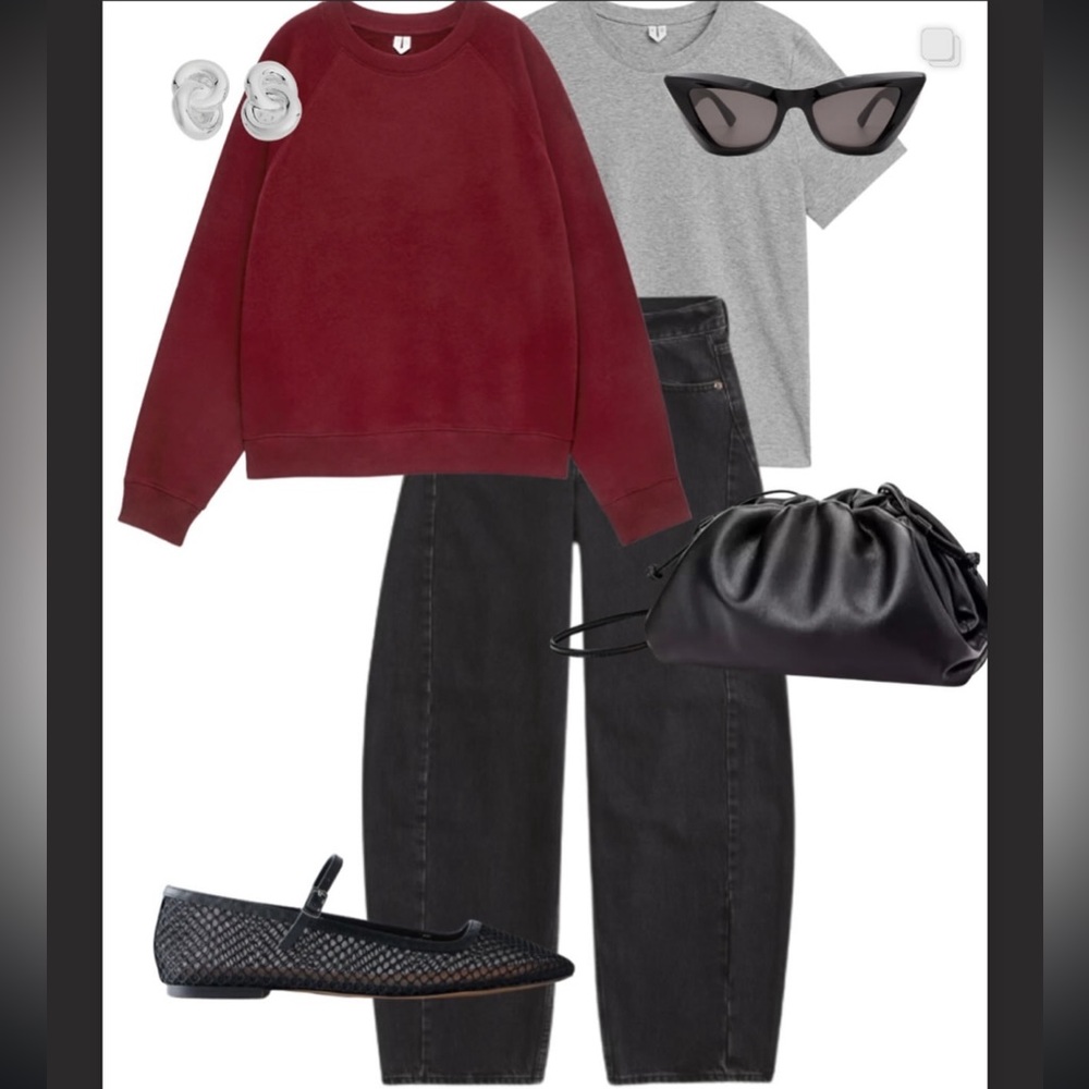 EVERLANE “Renew” Oxblood Burgundy Crew Neck Sherpa Sweater Top - Picture 3 of 10